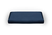 Load image into Gallery viewer, Midnight Blue Pure Silk Duvet Cover - Ivory Piping - MayfairSilk
