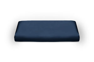 Midnight Blue Pure Silk Duvet Cover - Ivory Piping - MayfairSilk