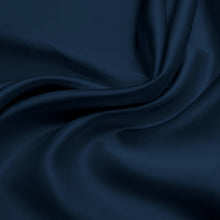 Load image into Gallery viewer, Midnight Blue Pure Silk Flat Sheet - Ivory Piping - MayfairSilk
