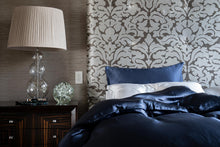 Load image into Gallery viewer, Midnight Blue with Brilliant White Silk Duvet Set - MayfairSilk
