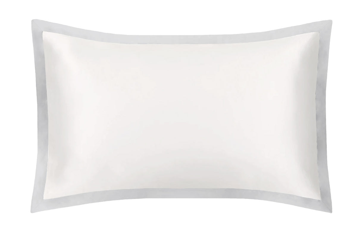 Ivory & Oyster Grey Oxford Pure Silk Pillowcase