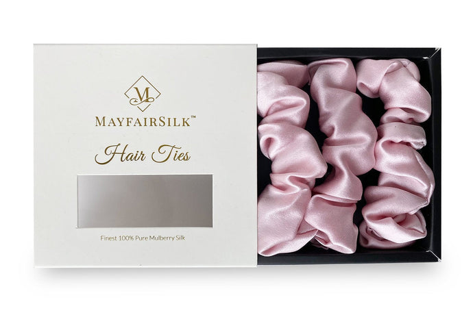 Precious Pink Silk Scrunchies Set - MayfairSilk