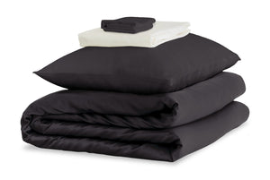 Charcoal and Ivory Silk Duvet Set #1