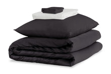 Load image into Gallery viewer, Charcoal and Brilliant White Silk Duvet Set #1
