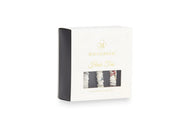 White with Red and Blue Highlights Slim Hair Ties Set - MayfairSilk