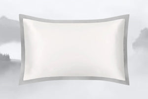 Ivory & Oyster Grey Oxford Pure Silk Pillowcase